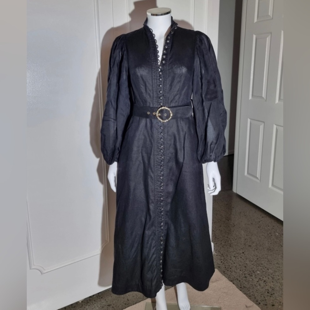 Linen Zimmermann Long Sleeve Midi Dress